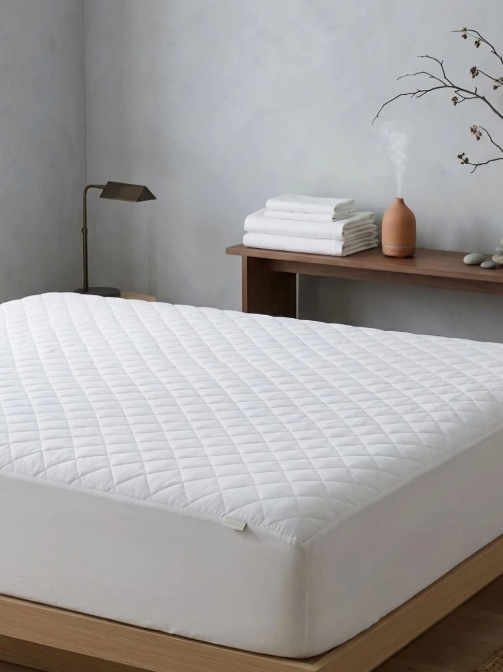 White Quilted Mattress Protector Cover - Breathable Waterproof